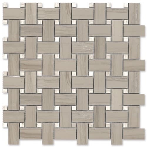 Athena Gris in Basketweave W/ Bianco Wood Dots Natural Stone