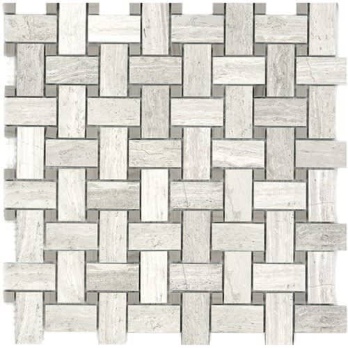 Athena Gris in Bianco Wood Basketweave W/ Athena Gris Dots Natural Stone