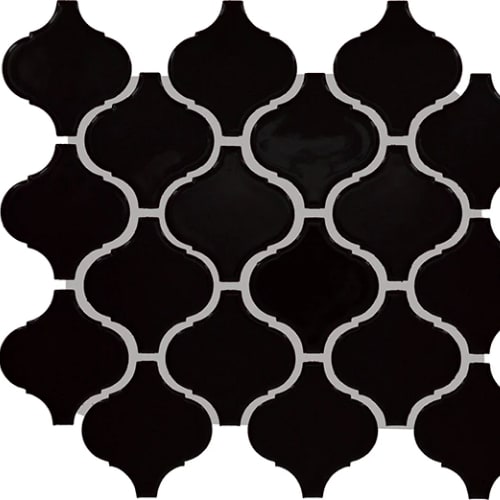 Color Wheel Retro in Matte Black Arabesque Tile