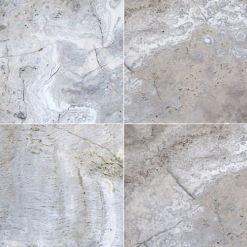 Silver Travertine in Gray-Light 24x24 Natural Stone