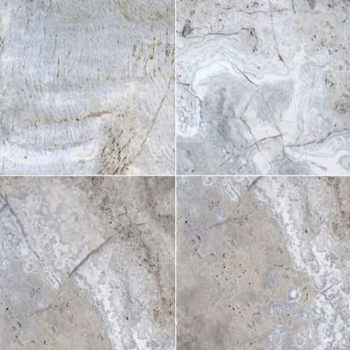 Silver Travertine in Gray-Light 8x8 Natural Stone