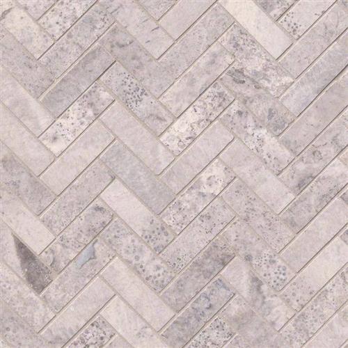 Silver Travertine in Silver Travertine - Herringbone Natural Stone