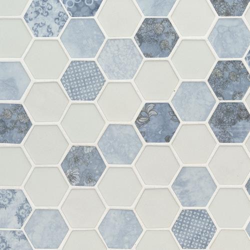 Vista Azul in Hexagon Glass Tile