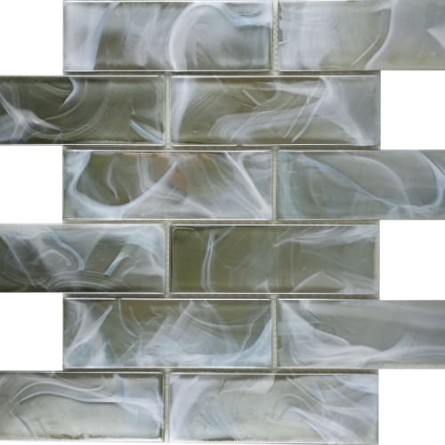 Splash in Moss / 2" X 4" Beveled Glass Tile