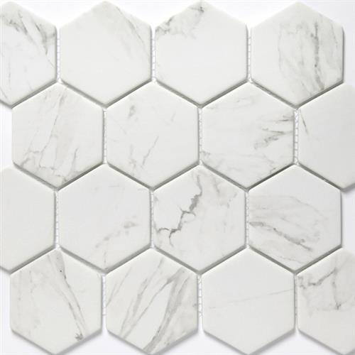 Echo in Calacatta 3" Hexagon Tile