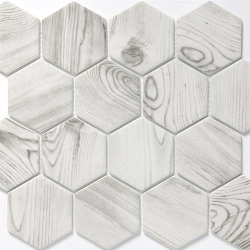 Echo in White 3" Hexagon Tile