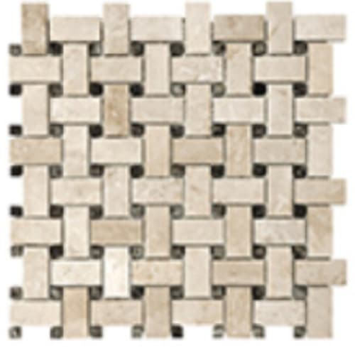 Filled & Honed Travertine in Ivory - Basketweave Mosaic Tile