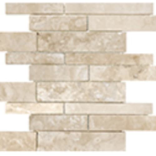 Filled & Honed Travertine in Ivory - Random Strip Mosaic Tile