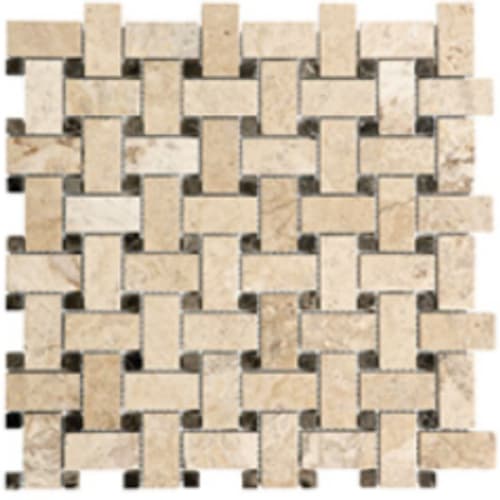 Filled & Honed Travertine in Picasso - Basketweave Mosaic Tile