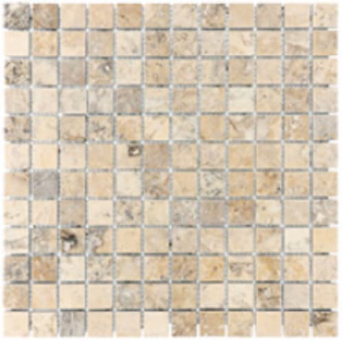 Filled & Honed Travertine in Picasso - 1x1 Mosaic Tile