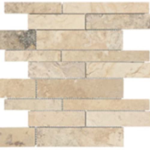 Filled & Honed Travertine in Picasso - Random Strip Mosaic Tile