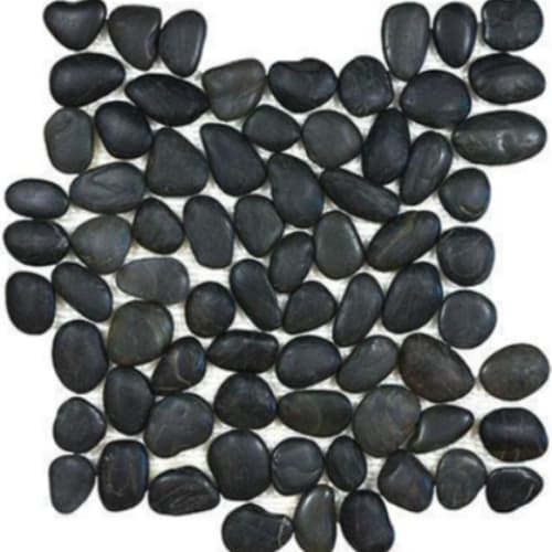 River Rock in Graphite Blend - Pebbles Mosaic Tumbled Rocks Tile